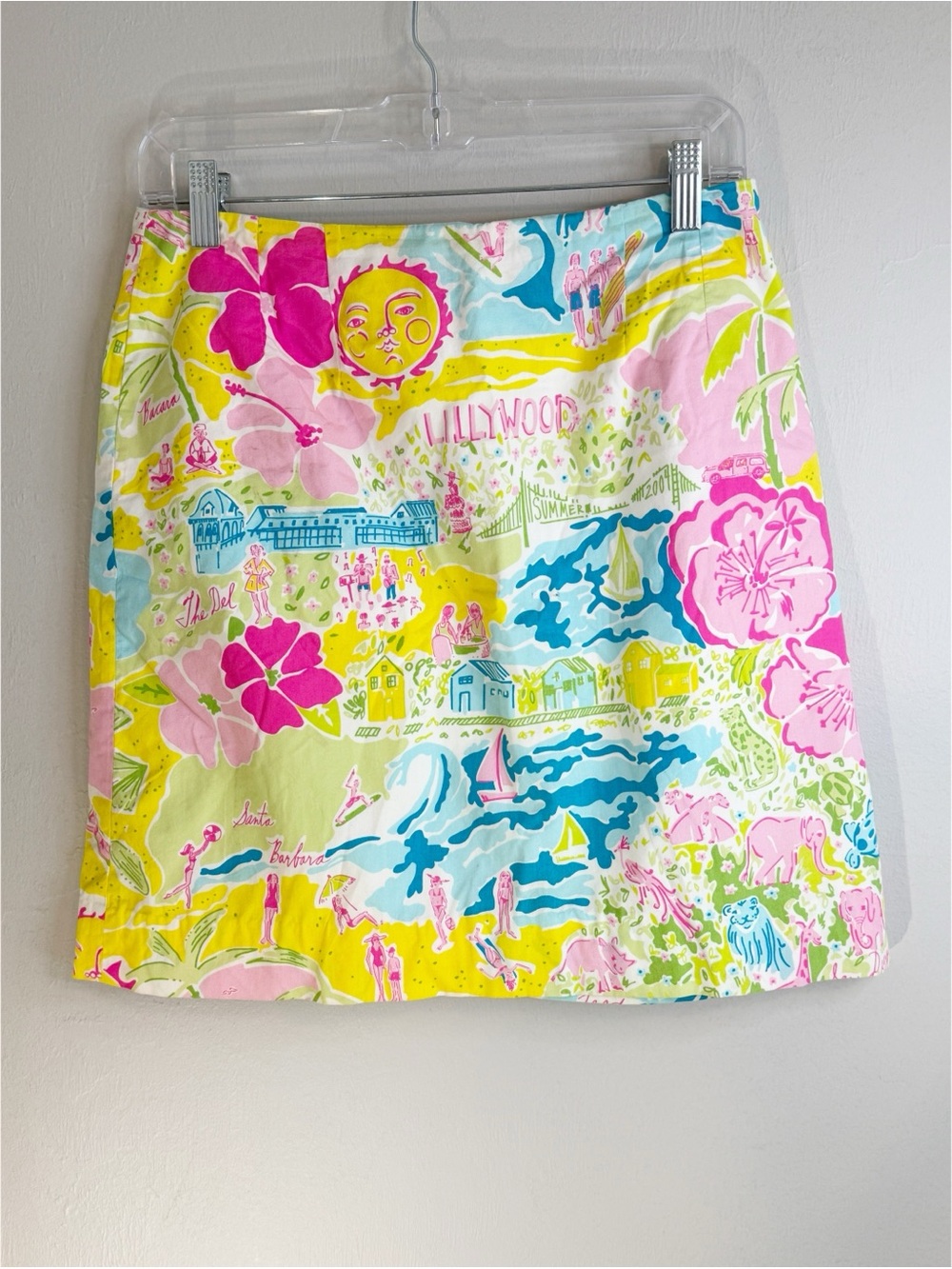 LILLY PULITZER Women’s Vintage LILLYWOOD CALIFORNIA Graphic Print Skirt Size 6.